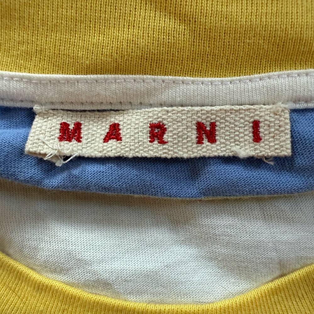 Marni Yellow, Blue & White Colorblock Crewneck Tee